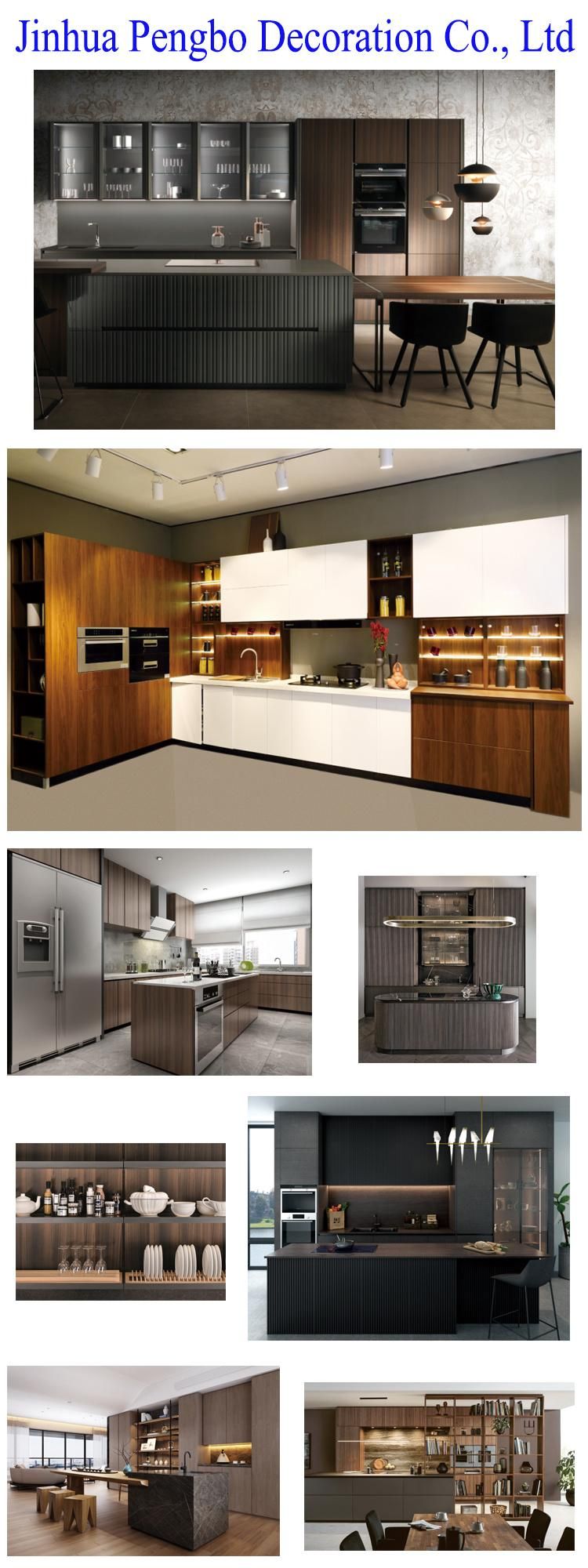 Modern Design Kitchen Cabinets Handleless Light Gray Glossy Storage Cabinets Kitchen Furniture