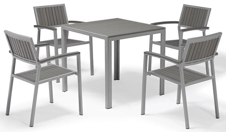 Grey Plastic Wood Patio Garden Sets Furniture for Restaurant Hotel