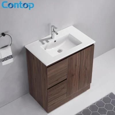 Modern Simple Style Wood Grain Melamine Plywood Bathroom Vanity