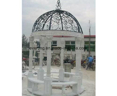 European Style Stone Carving Gazebo Marble Garden Pavilion for Outdoor Decoration