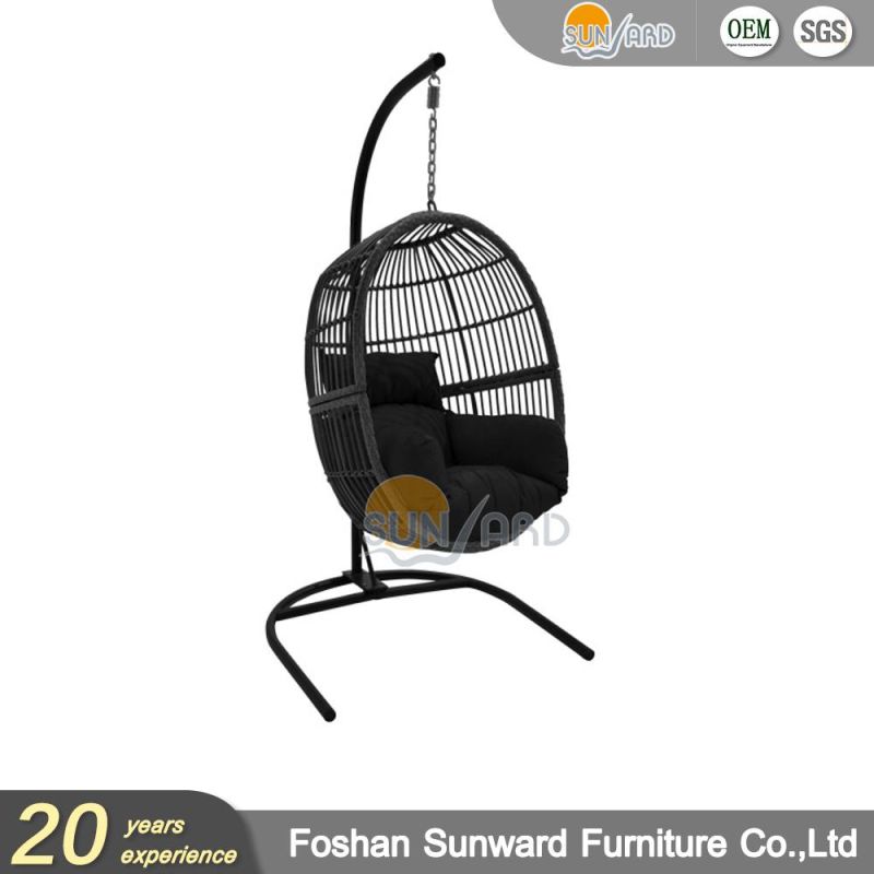 Hot Sale European Modern Leisure Garden Handmade Weaving UV Resistance PE Rattan Wicker Home Resort Hotel Villa Indoor and Outdoor Hanging Egg Swing Chair