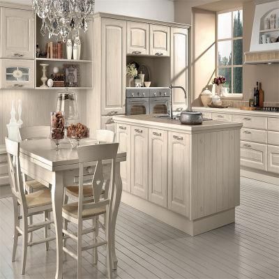 Simple Design European Style White High Gloss Quartz Stone Solid Wood Kitchen Furniture