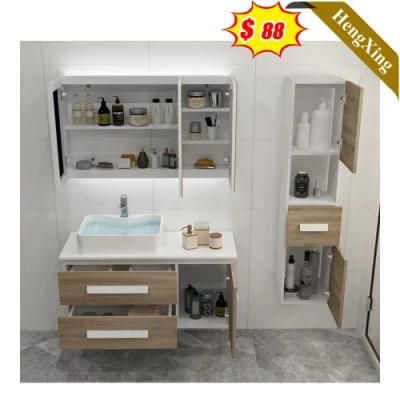 New European Style Bathroom Furniture Metal Handle LED Mirror Bathroom Cabinet