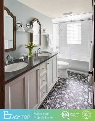 European Style Double Sink Waterproof Raised Panel Square Door Modern Design PVC Bathroom Vanity Cabinet