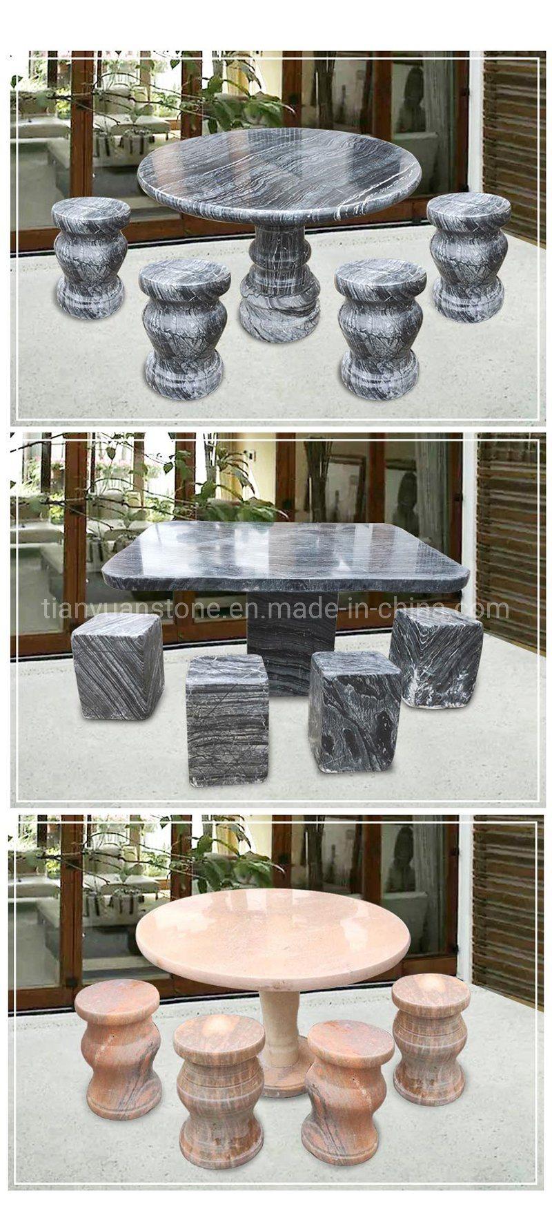 Green Granite Stone Outdoor Park Bench and Table
