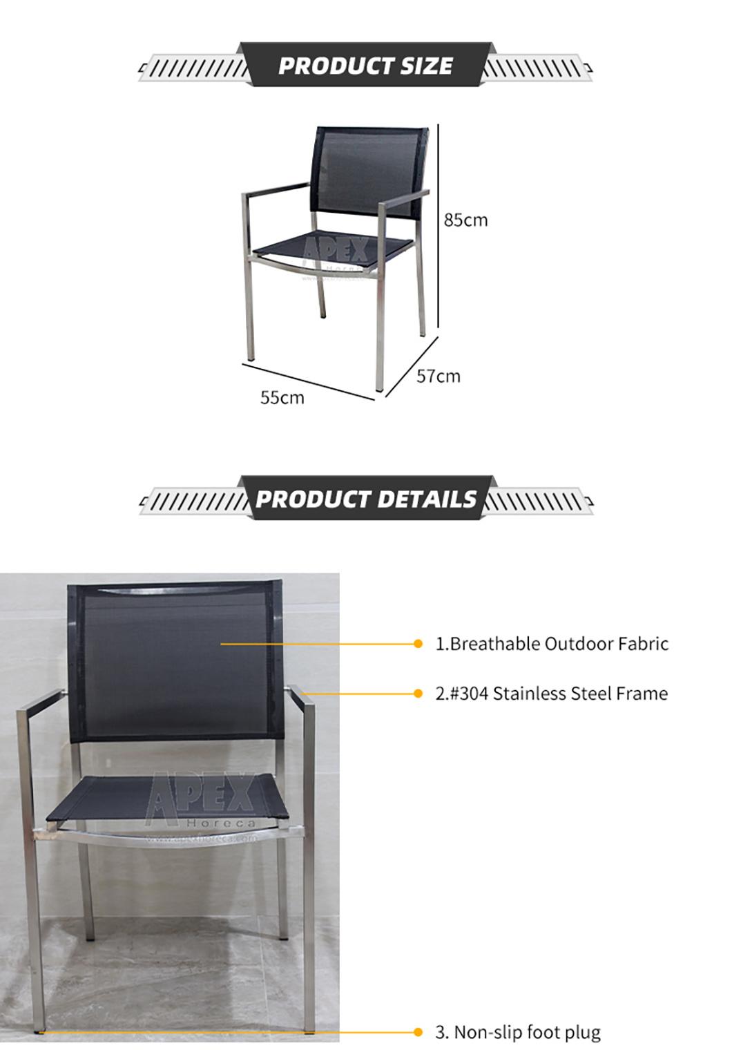 European Style Outdoor Furniture Aluminum Frame 304 Stainless Steel Chair