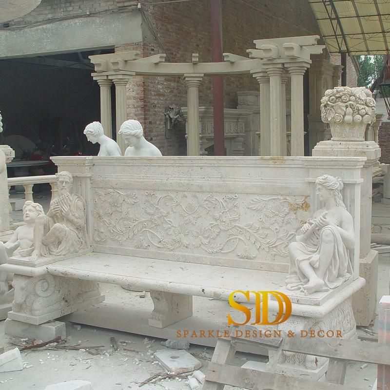 Manufacture Custom Make European Design Marble Benches for Garden Decoration