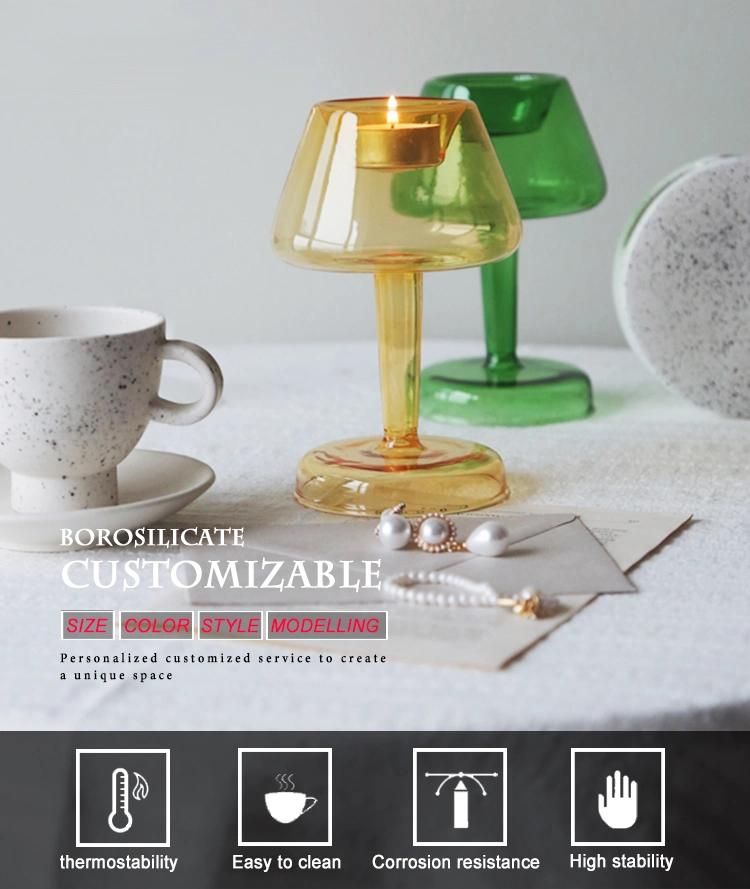 High Borosilicate Glass Tealight Candle Holder Modern Simple Glass Candlestick