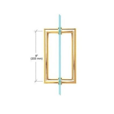 Polished Brass 8&quot; Mt Series Round Tubing Mitered Corner Back-to-Back Pull Handle