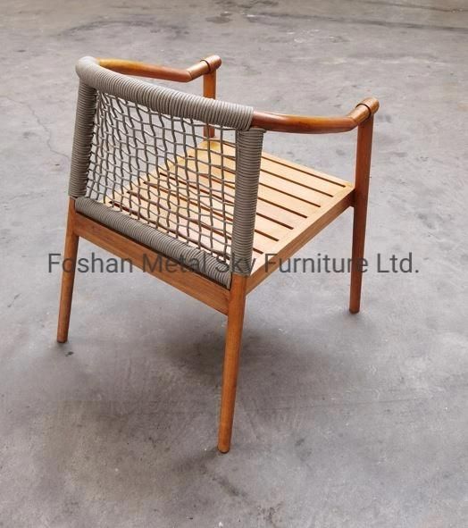 Outdoor Teak Wooden Garden Hotel Villa Patio Rope Rattan Chair