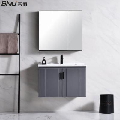 Chaozhou Hot Sale European Style Wall Mounting Design Stainless Steel Bathroom Vanity Cabinet with Sink