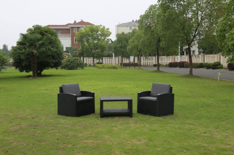 Outdoor Fur Rattan Patten Chair Armrest Coffee Table Patio Courtyard Lounge Leisure Garden Sofa Set in Home Furniture Modern Garden Sets PP Sofa Wholesale Ratta