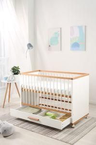 Modern Europe Pine Wooden Adjustable Height Baby Cot Bed