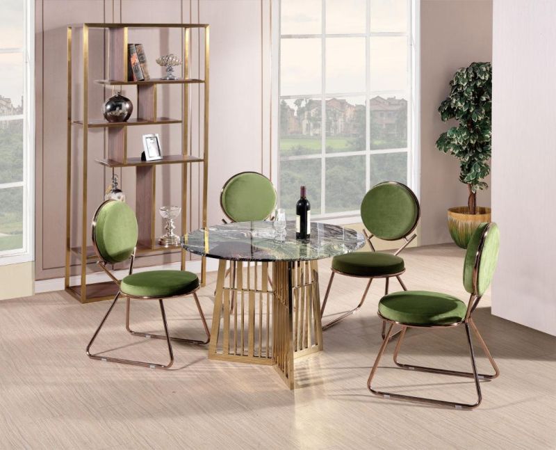 European Home Furniture Stainless Steel Dining Table and Chair Set