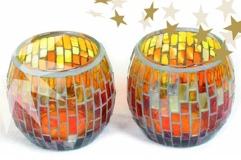 Color Glass Mosaic with Handmade Candle Holders for Wedding Dinner Hom