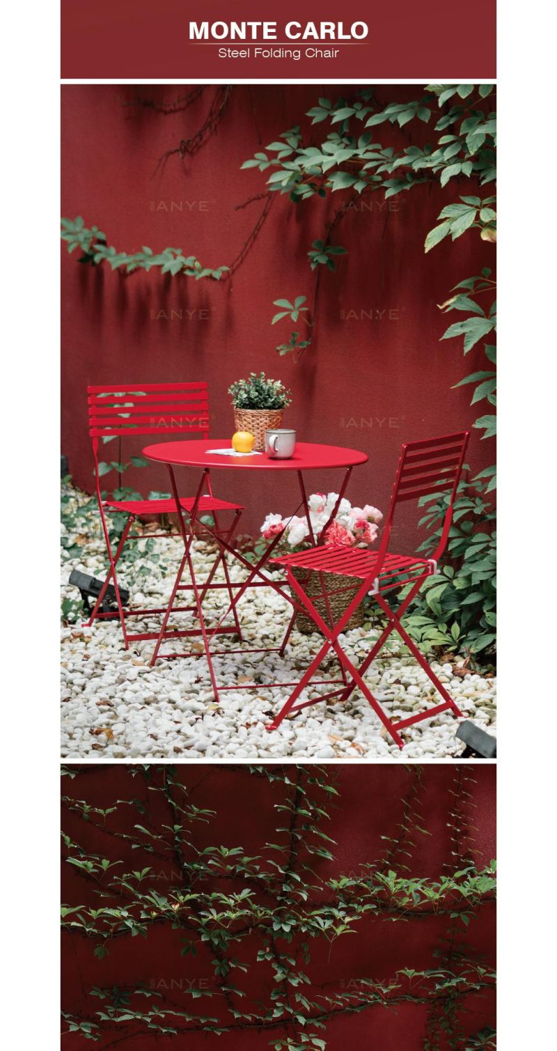 Portable Folding Furniture Red Sanded Coffee Chair Outdoor Leisure Furniture Patio Relax Comfortable Dining Chair