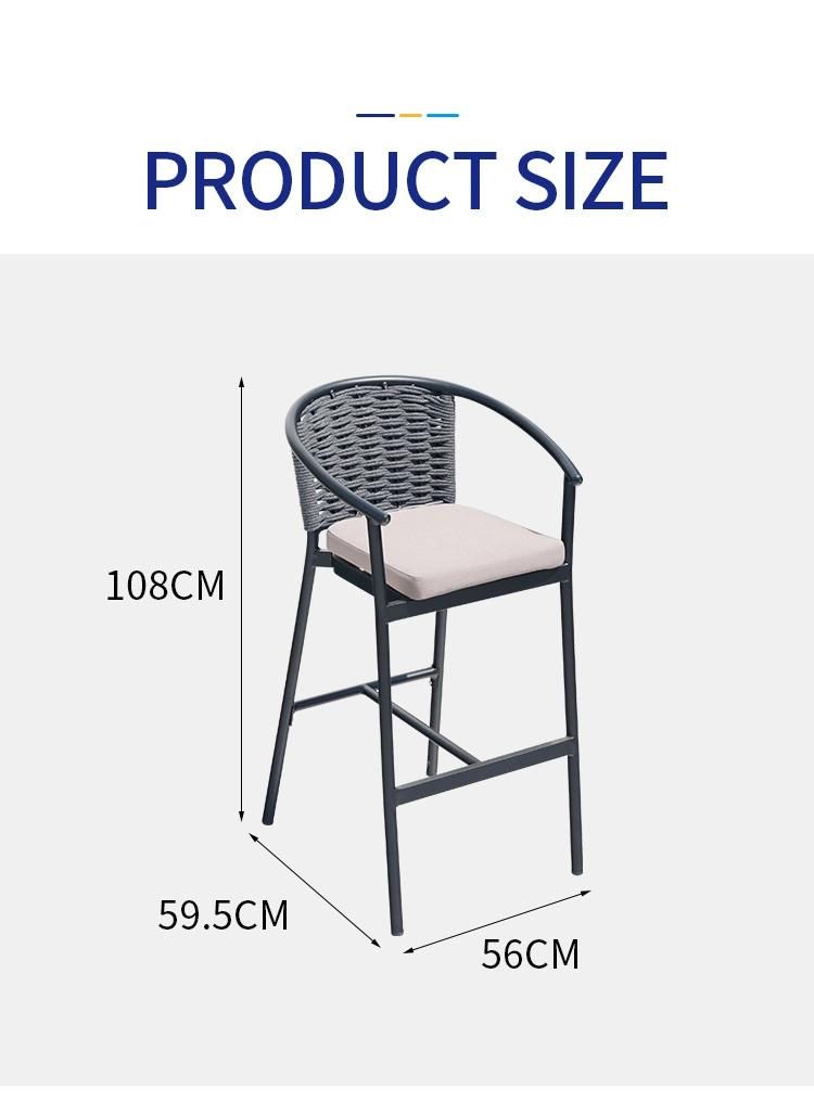 Vangaden Commercial Outdoor Garden Aluminum Rope Bar Chair