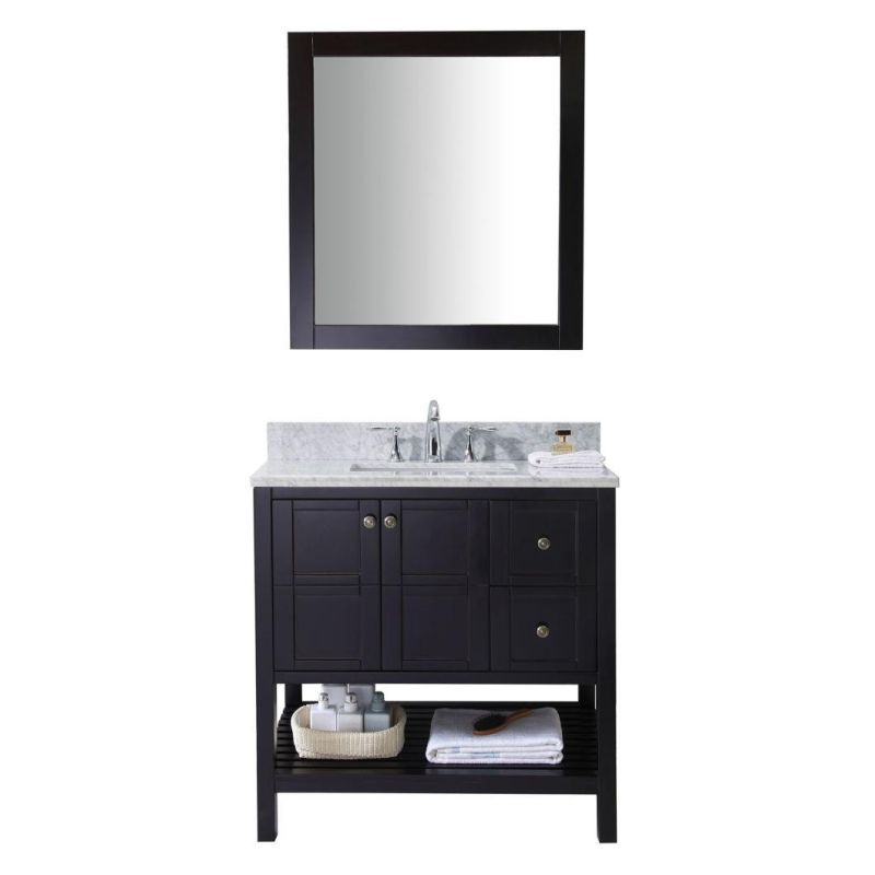 European Simple Black Bathroom Cabinet Single Sink Floor Type