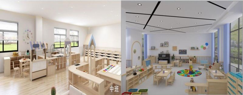Durable Fashionable Kindergarten Furniture Wooden Kids Nursery Beds
