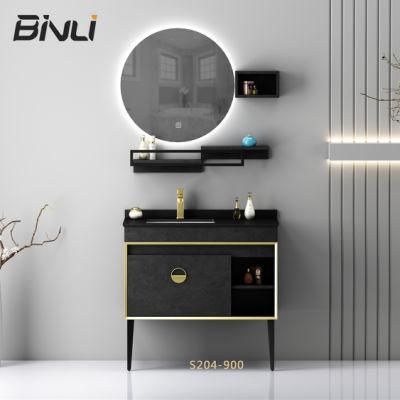 Popular European Design Hot Sale 90cm Black Bathroom Vanity Cabinet