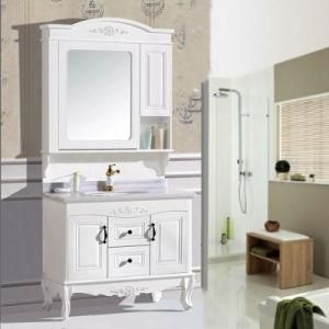 European Elegant Floor Mounting PVC Bathroom Vanity with Mirror