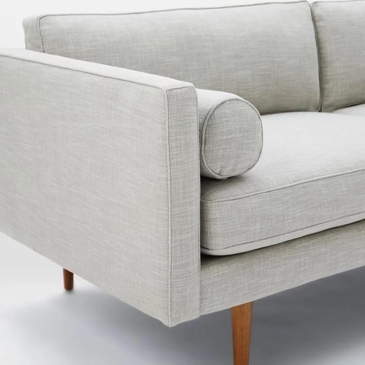 European Style Grey Linen Fabric Living Room Sofathree Seater Sofa