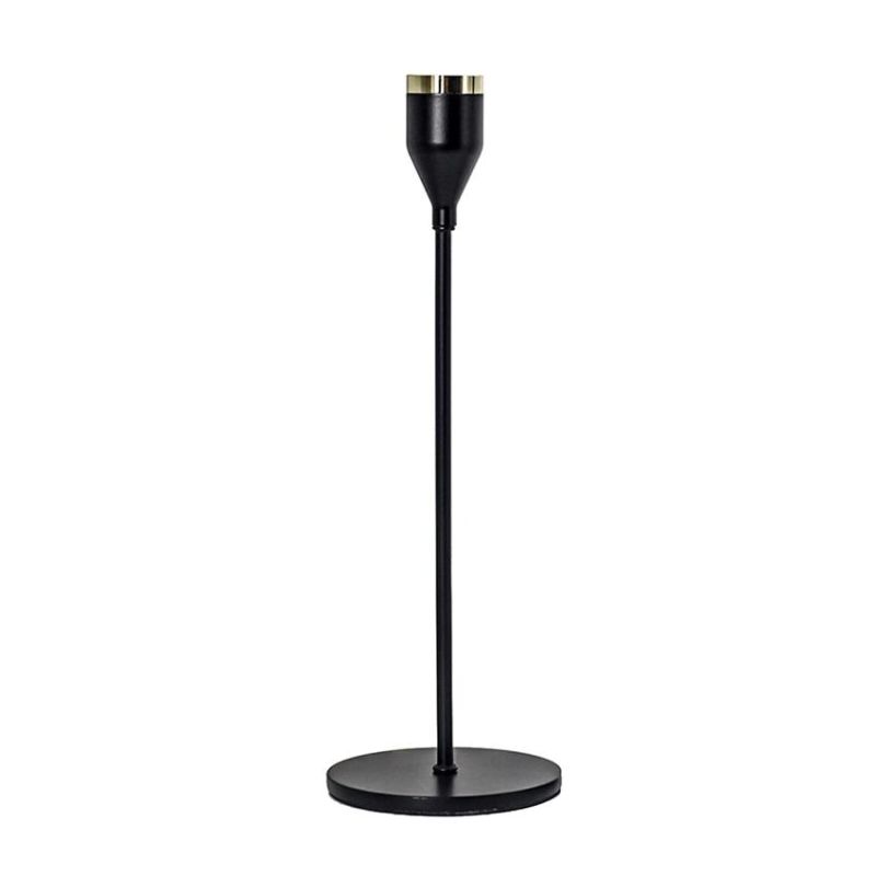 New Design Metal Matte Black Gold Ornament Modern Candlestick Stand Wedding Party