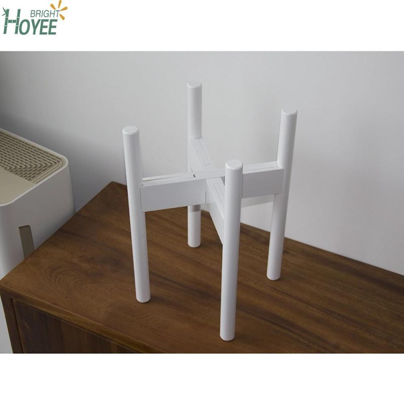 Bamboo Flower Pot Stand White