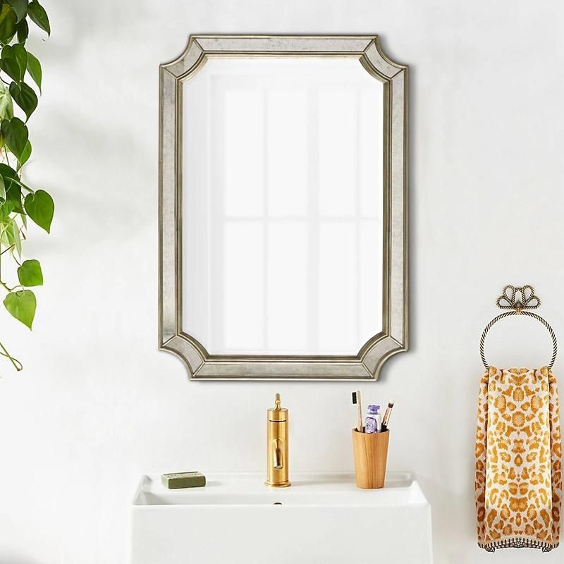 Dressing Mirror Bathroom Porch Mirror Decoration Modern Simple Bathroom European Square Champagne Color