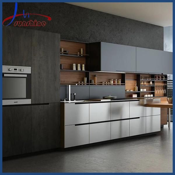 Gray Matt Lacquer European Style Bespoke Ready Assemble Kitchen Cabinet