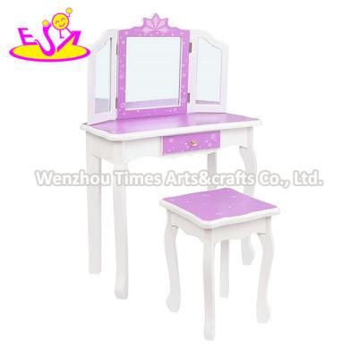 Wholesale Modern Wooden Kids Dressing Table with Mirror and Stool W08h126b