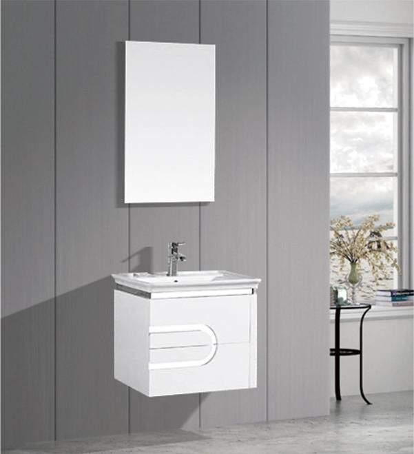 European Style Wall Mount Bathroom Vanity Sets Cabinet PVC Bathroom with Light Mirror