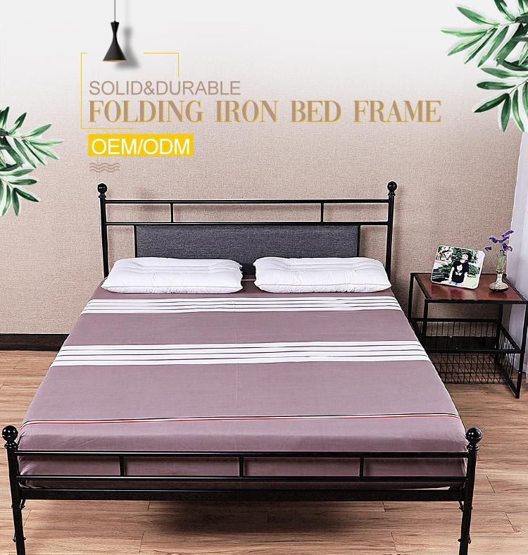 Fashion and Simple Design Single Folding Iron Bed Frame for Sale