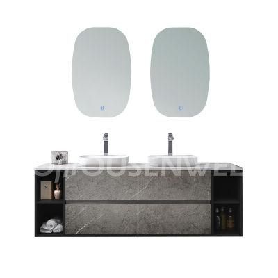 European Style Bathroom Accessories Hot Sale Bathroom Vanity with Double Ceramic Basin