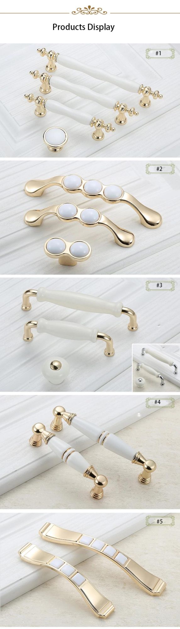 American European Type Simple Design Ceramic Zinc Alloy Gold Wardrobe Dresser Drawer Door Knobs Pulls Handles Kitchen Cabinet Fittings Furniture Pull Handle