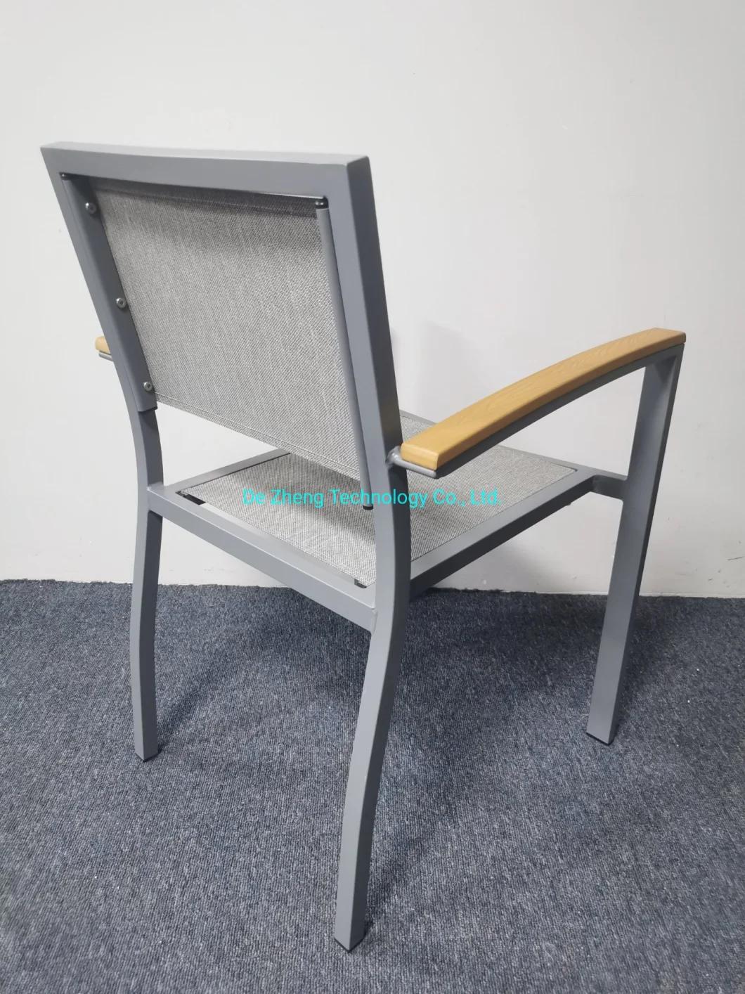 European Style Hot Sale UV Resistant Textilene Mesh Quick Dry Dining Restaurant Garden Bar Chair