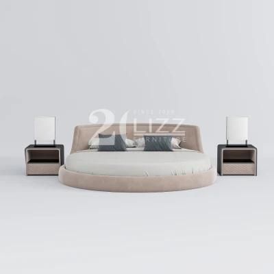 New Arrival European Stylish Home Furniture Round Shape Fabric Bedroom Bed Set