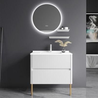 European Style Bathroom Furniture Floor Mounted Bathroom Cabinet Sink PVC Bathroom Vanity for Hotel