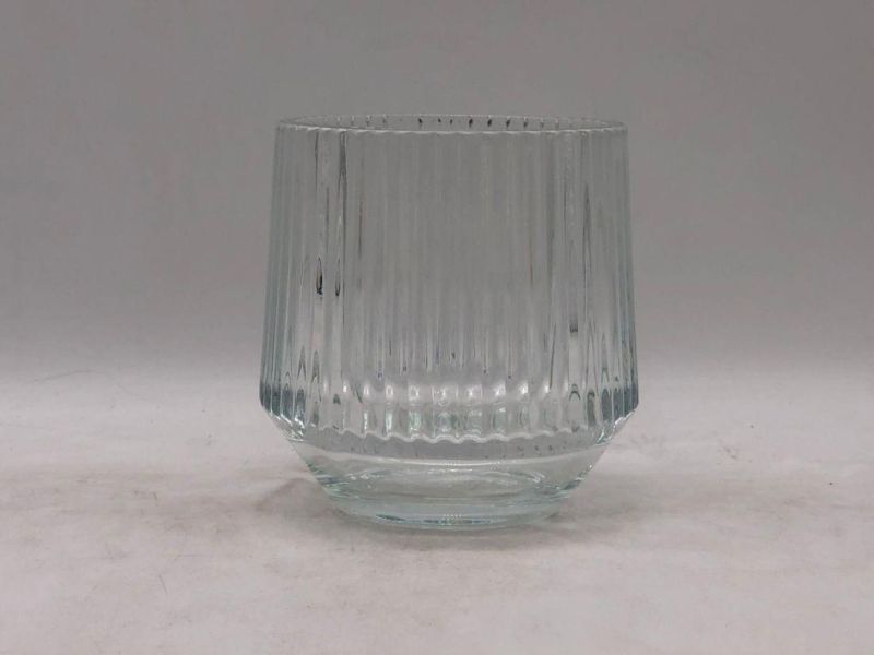 Clear Glass Candle Holder with Different Pattern and Customized Color