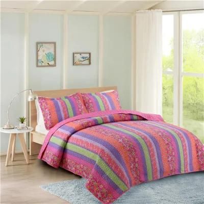 3PCS Queen Satin Ultrsaonic Polyester Printed Bed Set