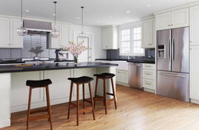 Lacquer Raised Panel White European Design U-Shaped Quartz Stone Kitchen Cabinets
