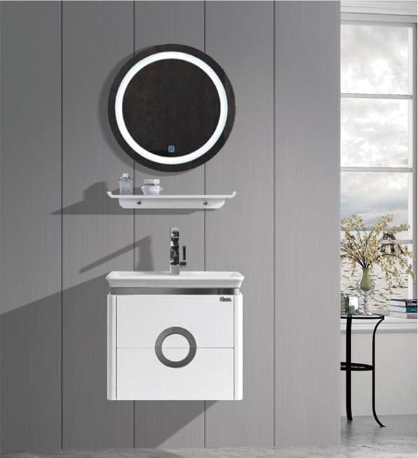 European Style Wall Mount Bathroom Vanity Sets Cabinet PVC Bathroom with Light Mirror