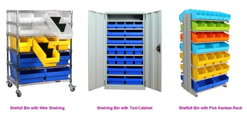 Warehouse Storage Plastic Shelf Bins with Steel Rack for Spare Parts