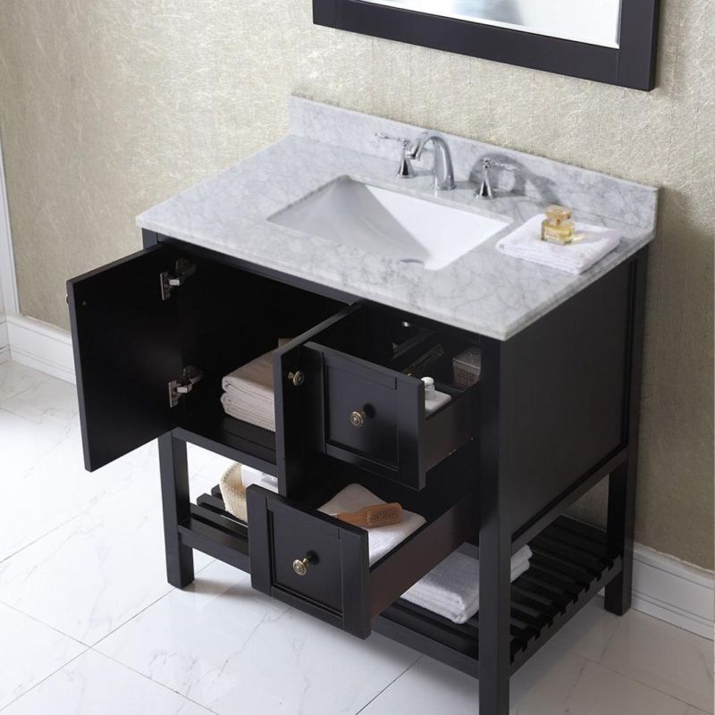 European Simple Black Bathroom Cabinet Single Sink Floor Type