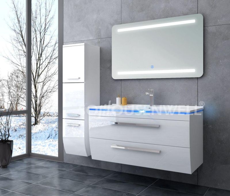 European Style Luxury Wooden Waterproof LED Option Bathroom Mirror Cabinet