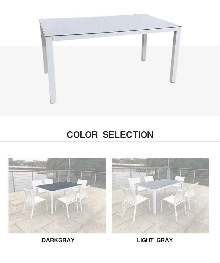 Customized European OEM Patio Table Rectangle Outdoor Dining Furniture Sets