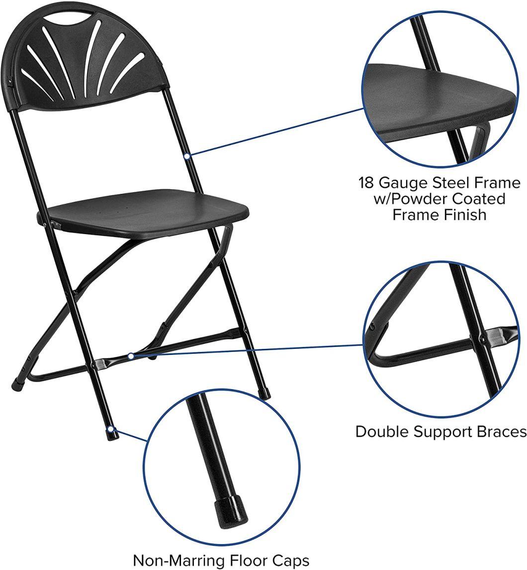 Lightweight Portable Plastic Folding Chair with White, Black, Red, Grey Colors