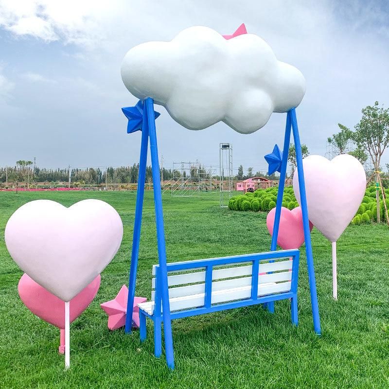 Hot Sale Pink Heart Shape Swing Seat for Scenic Spot