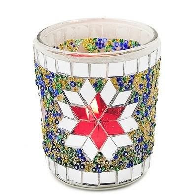 Handmade Aromatherapy Candle Empty Cup Mosaic Stained Glass Candle Holder