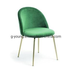 European Style Modern Metal Legs Fabric Velvet Dining Chair